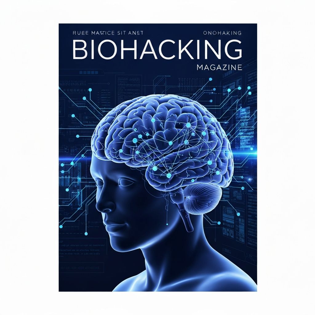 Futuristic visualization of human biological systems with clean minimalist white and cool blue aesthetic showing data streams merging with cellular structures