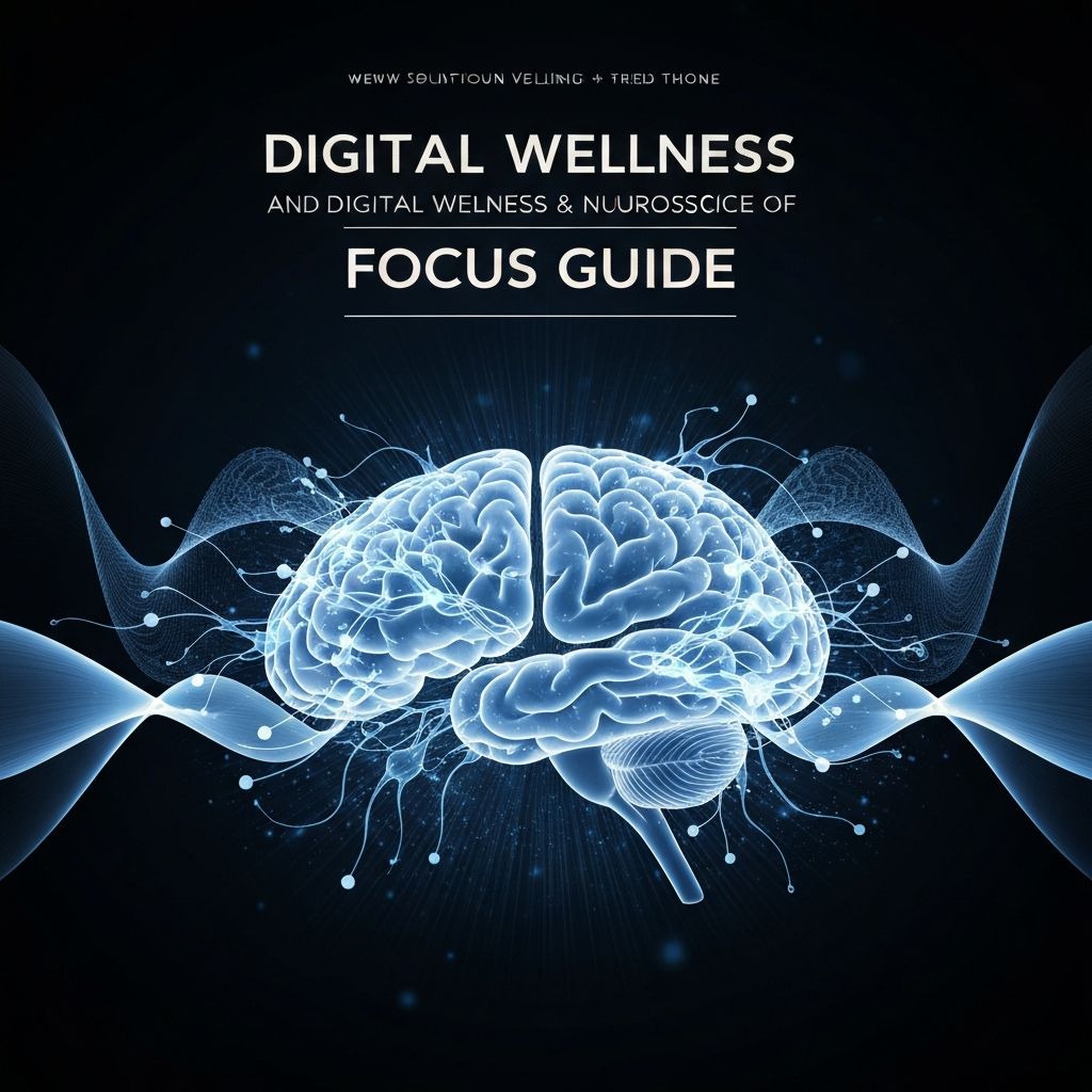 Elegant brain visualization with flowing neural pathways and synaptic connections in soft blue and white light with abstract focus waves