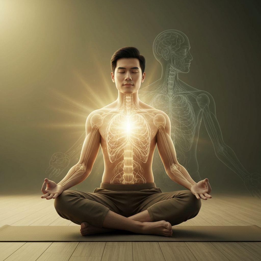 Beautiful visualization of life force energy flowing through abstract organic system with warm golden-green tones representing vitality