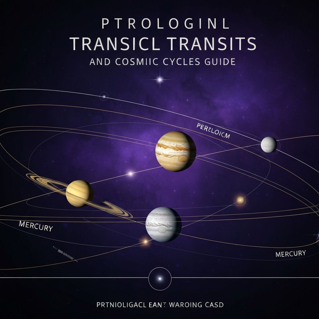 Elegant planetary orbits visualization with celestial bodies in motion against deep cosmic indigo-violet background with gold and silver orbital paths