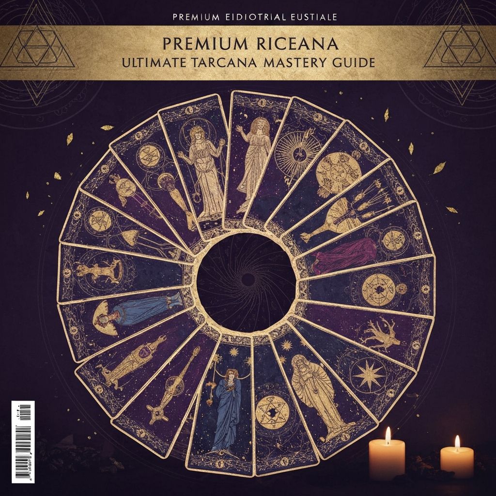 Elegant arrangement of Major Arcana tarot cards in artistic spiral pattern with deep purple and gold accents